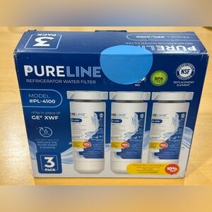Pureline Replacement for GE XWF Refrigerator Water Filter, (NOT XWFE) 3 pack.